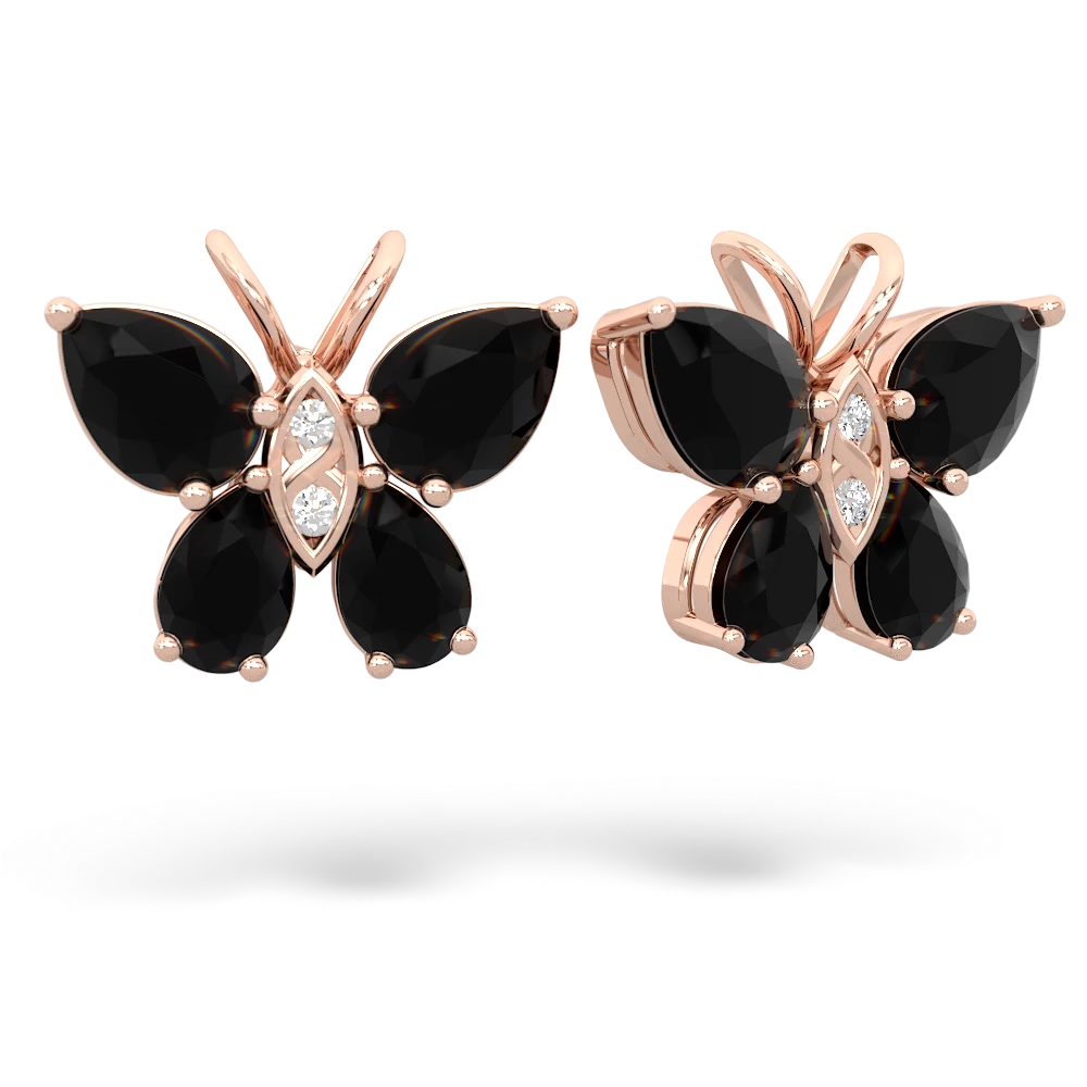 Onyx Butterfly 14K Rose Gold earrings E2215