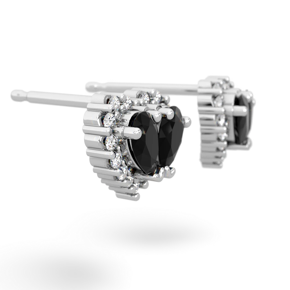 Onyx Halo 14K White Gold earrings E7008