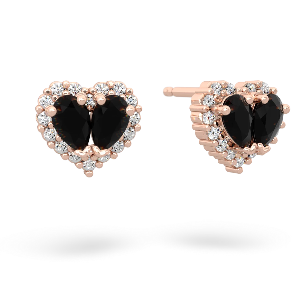 Onyx Halo 14K Rose Gold earrings E7008