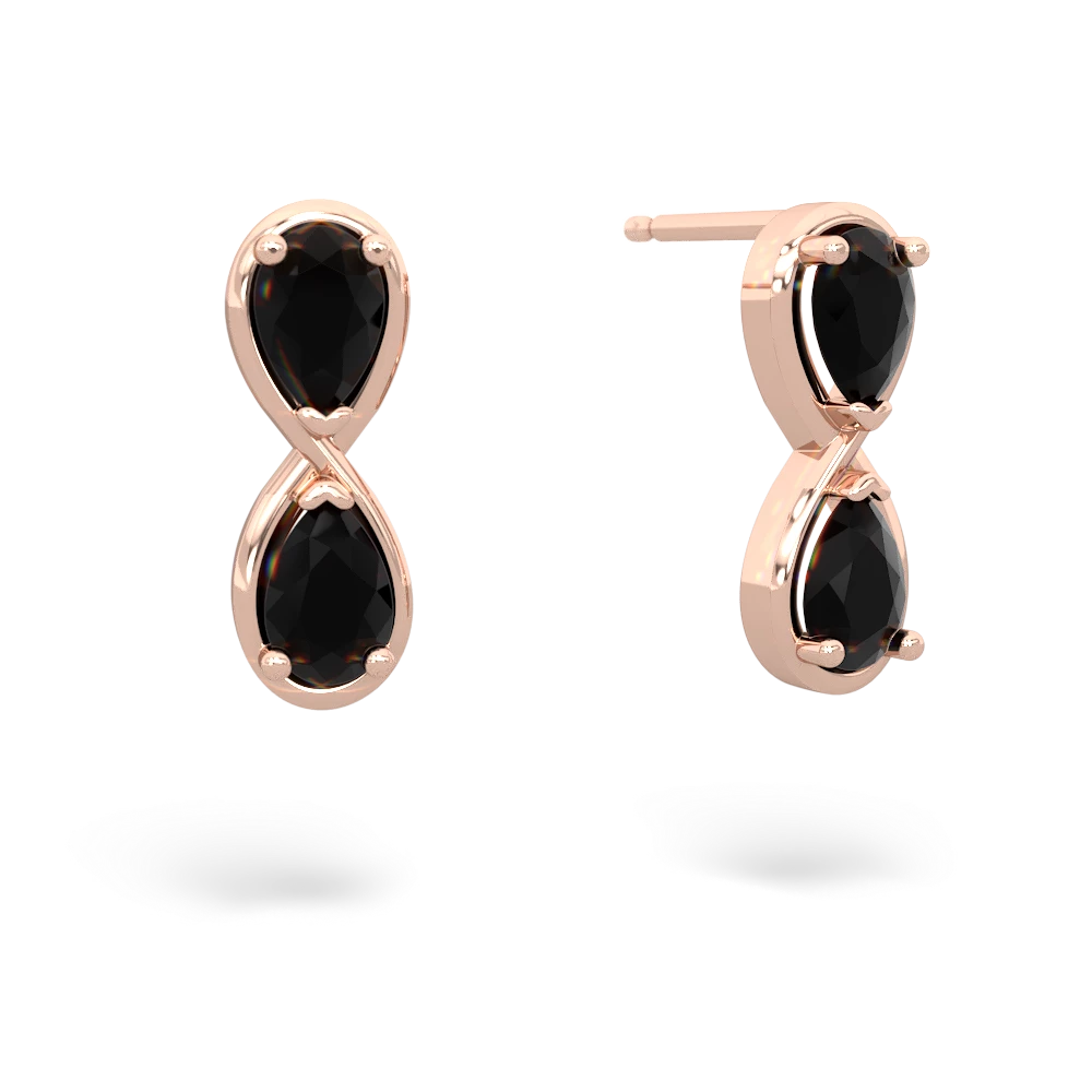 Onyx Infinity 14K Rose Gold earrings E5050