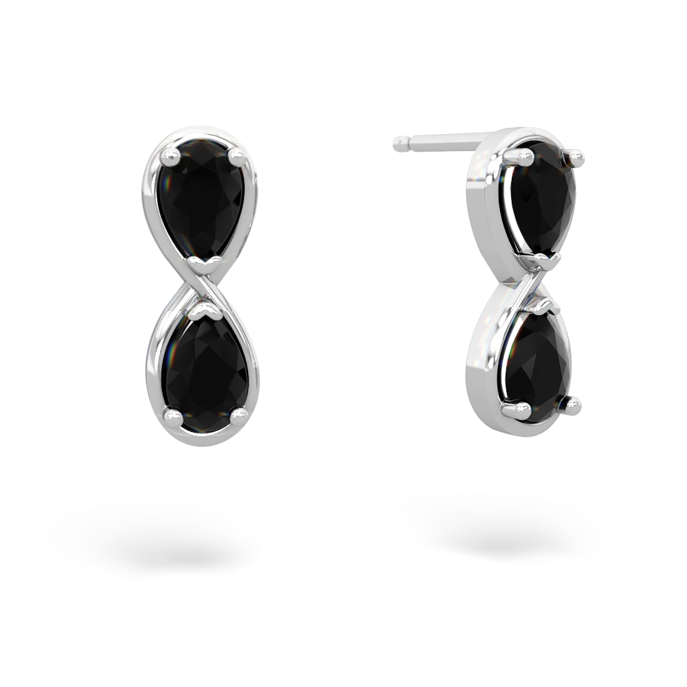 Onyx Infinity 14K White Gold earrings E5050