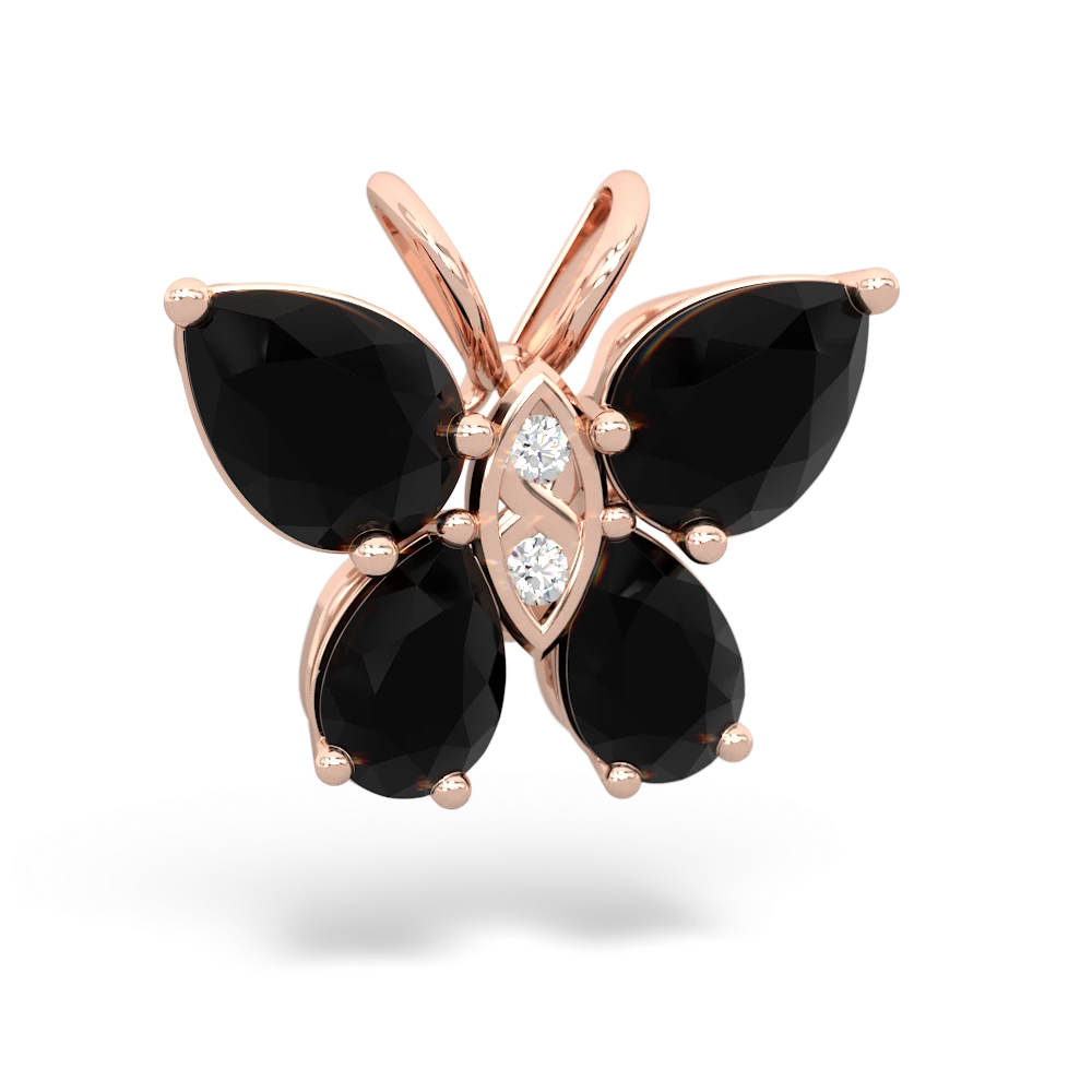 Onyx Butterfly 14K Rose Gold pendant P2215