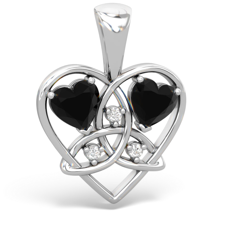 Onyx Celtic Trinity Heart 14K White Gold pendant P5331