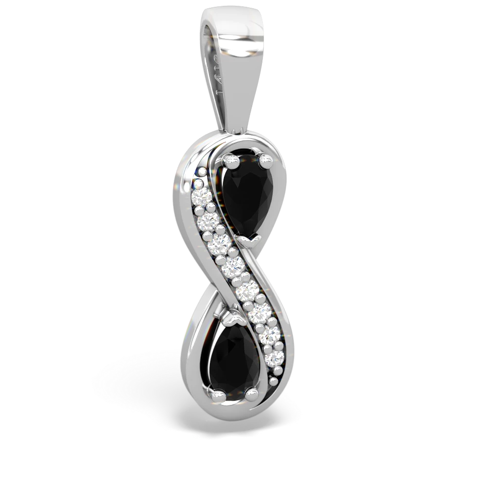 Onyx Diamond Infinity 14K White Gold pendant P5390