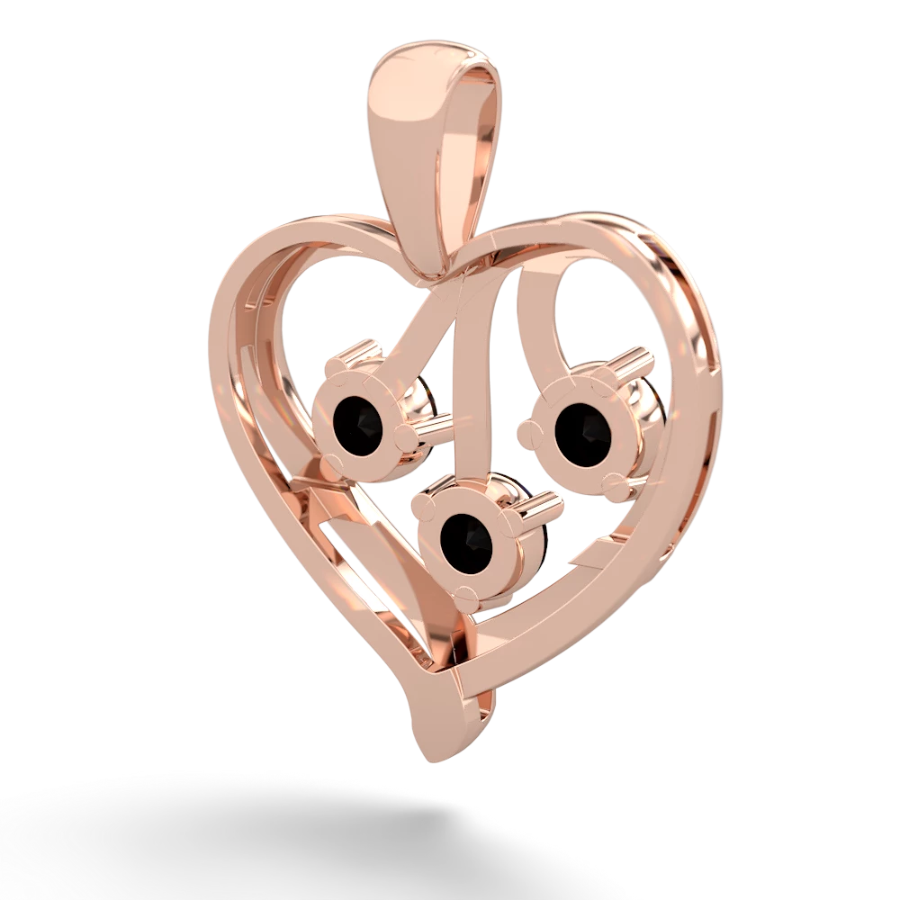 Sapphire Glowing Heart 14K Rose Gold pendant P2233