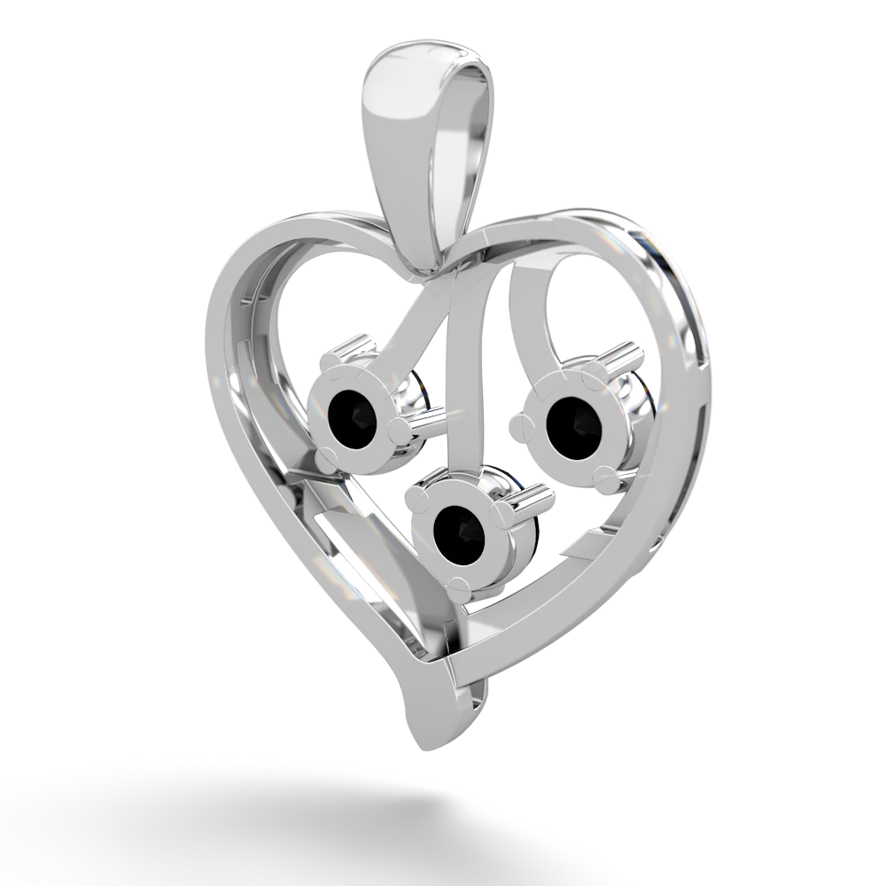 Lab Sapphire Glowing Heart 14K White Gold pendant P2233