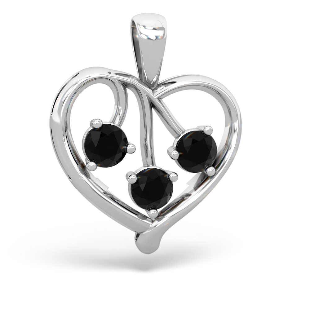 Onyx Glowing Heart 14K White Gold pendant P2233