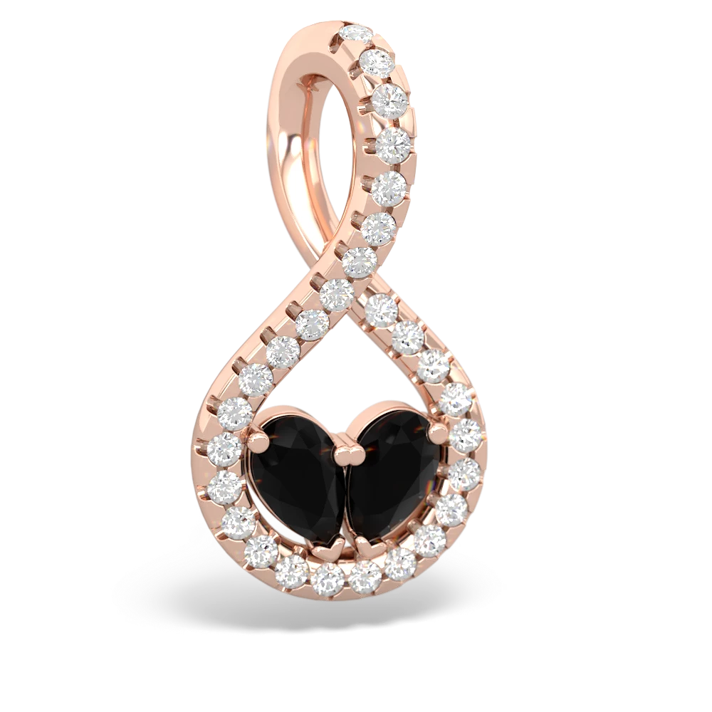 Onyx Pave Twist 'One Heart' 14K Rose Gold pendant P5360