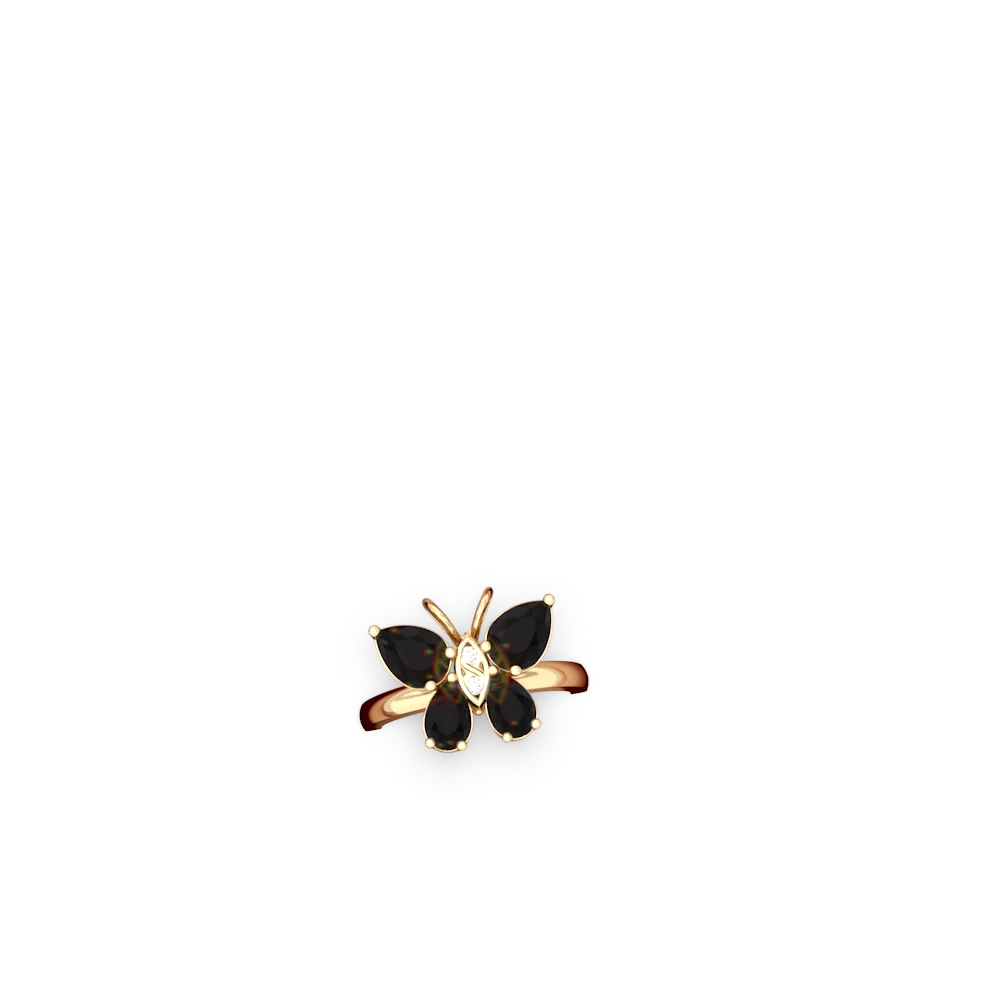 Onyx Butterfly 14K Yellow Gold ring R2215