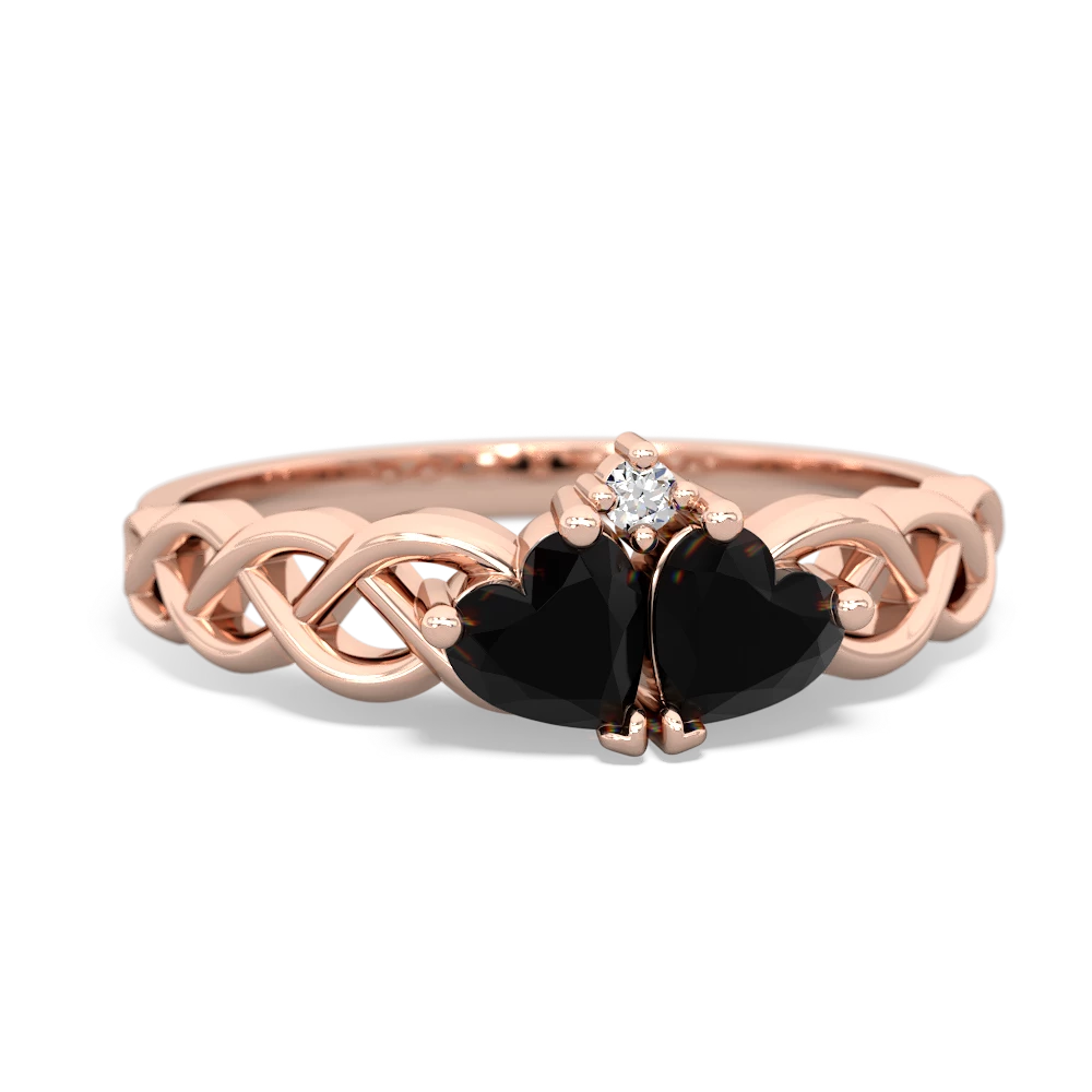 Onyx Heart To Heart Braid 14K Rose Gold ring R5870