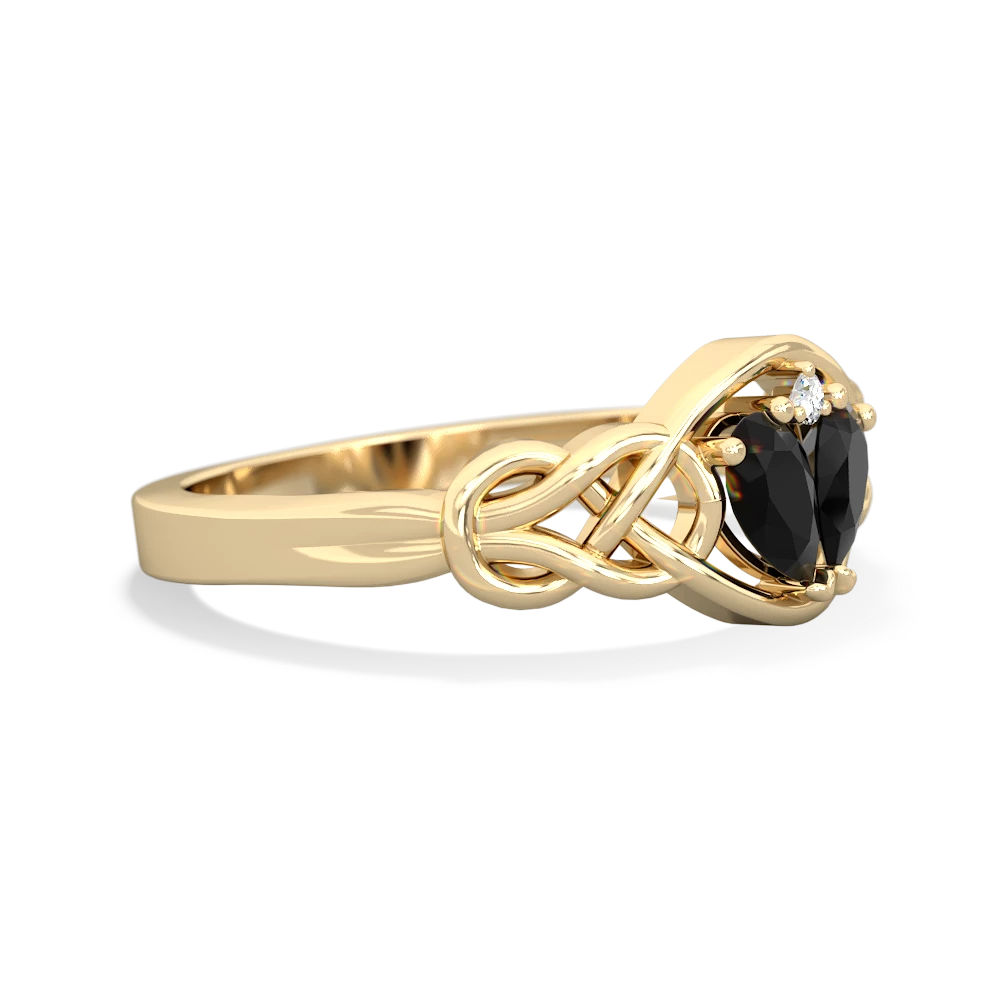 Onyx Celtic Love Knot 14K Yellow Gold ring R5420