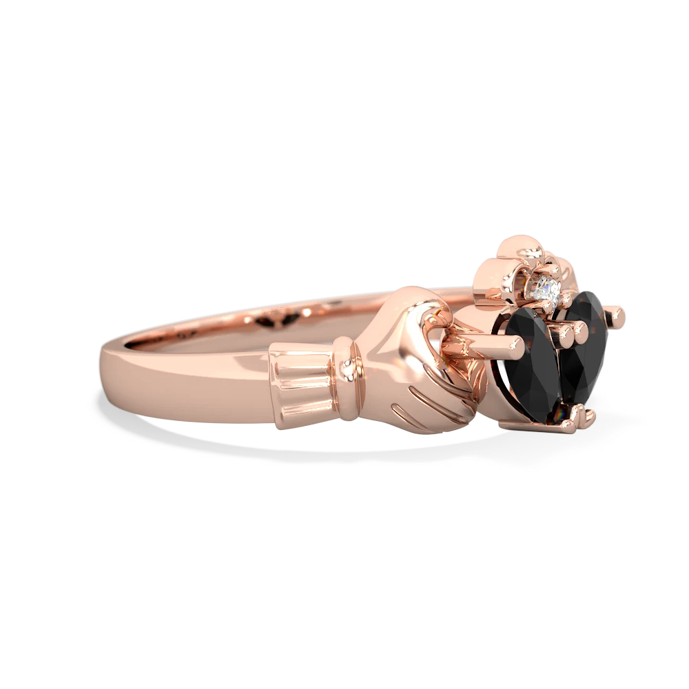 Onyx 'Our Heart' Claddagh 14K Rose Gold ring R2388