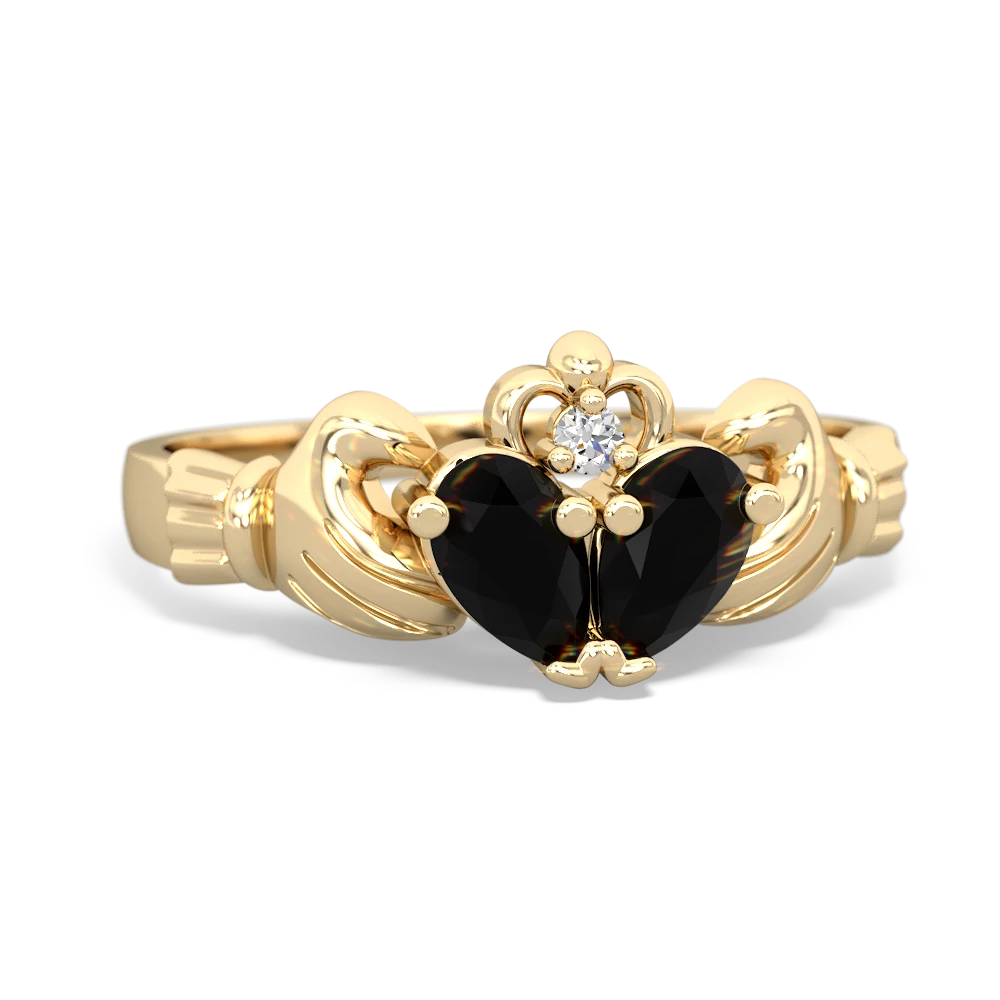 Onyx 'Our Heart' Claddagh 14K Yellow Gold ring R2388