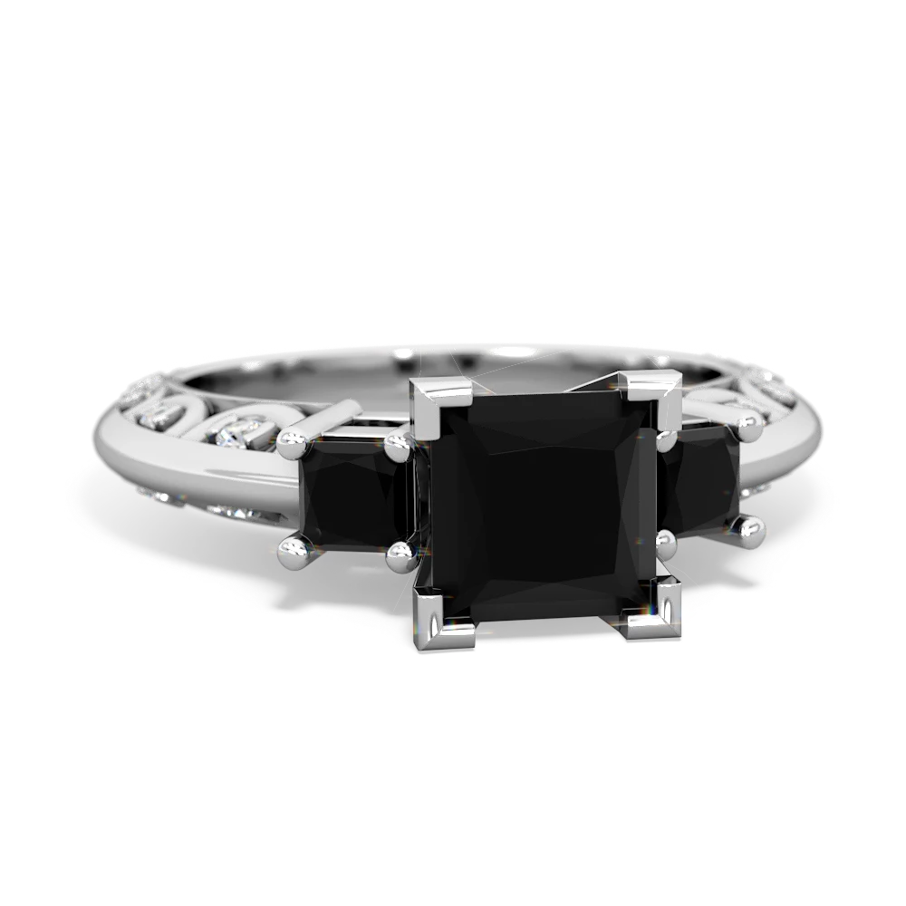 Garnet Eternal Embrace Engagement 14K White Gold ring C2001