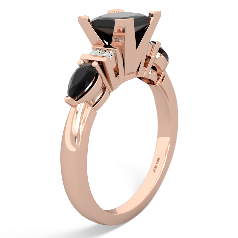 Smoky Quartz 6Mm Princess Eternal Embrace Engagement 14K Rose Gold ring C2002