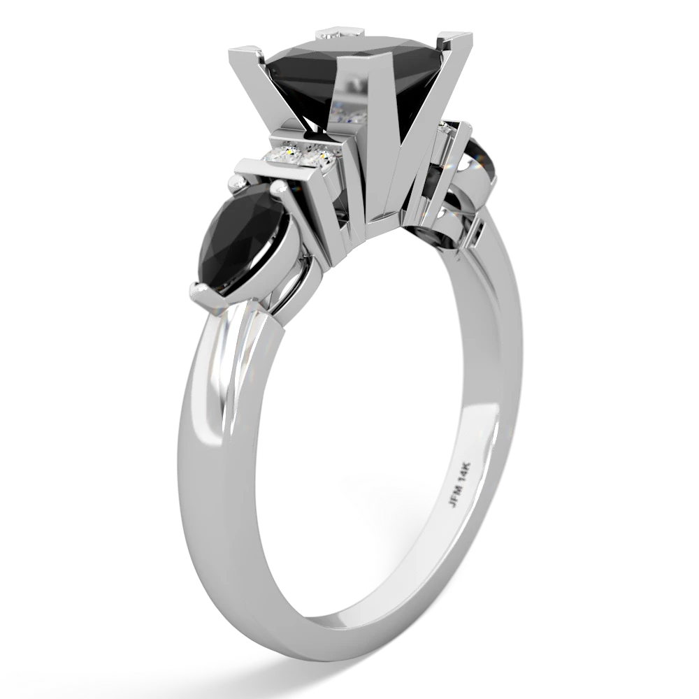 Onyx 6Mm Princess Eternal Embrace Engagement 14K White Gold ring C2002