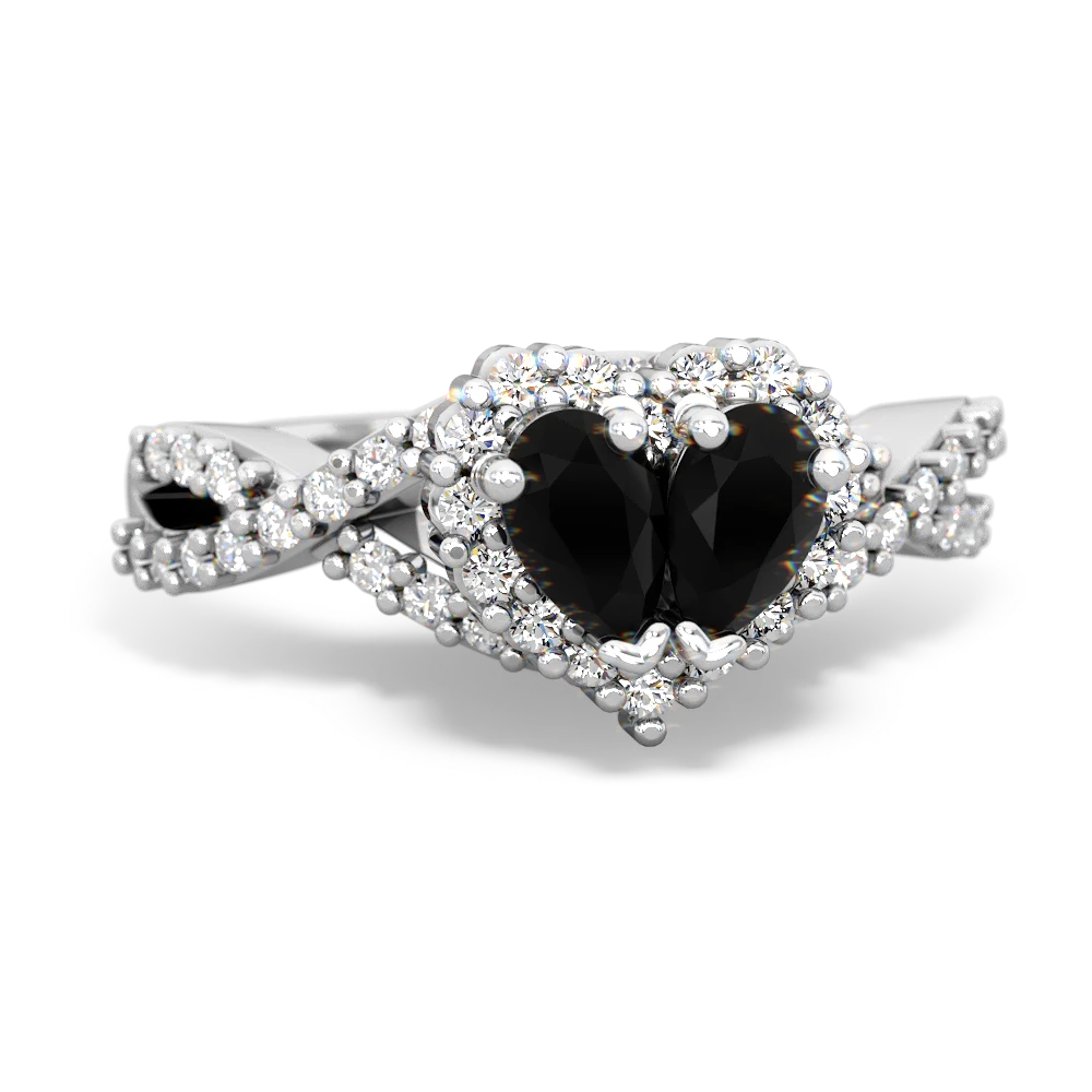 Onyx Diamond Twist 'One Heart' 14K White Gold ring R2640HRT