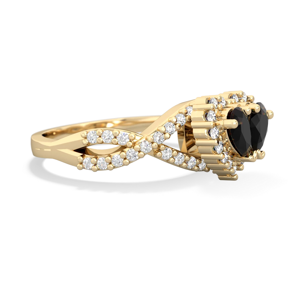 Onyx Diamond Twist 'One Heart' 14K Yellow Gold ring R2640HRT