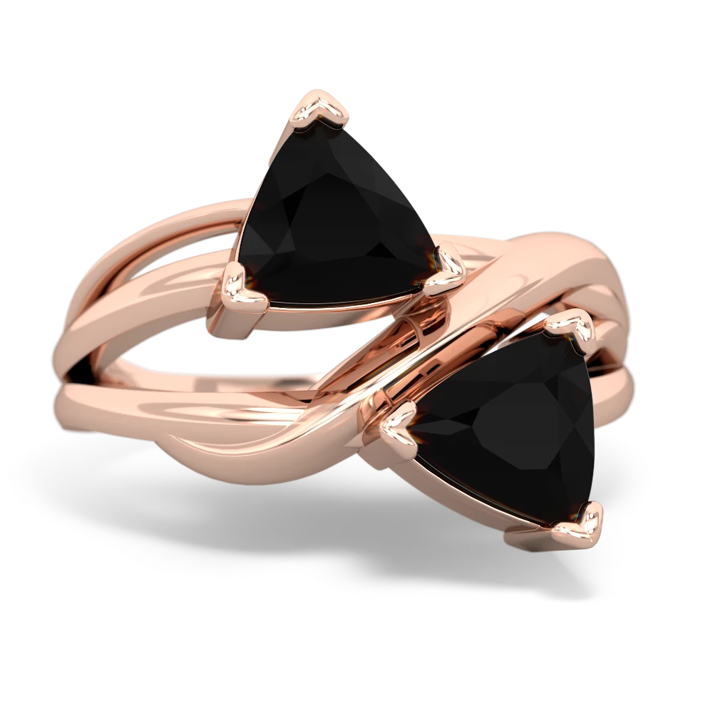 Onyx Split Band Swirl 14K Rose Gold ring R2341