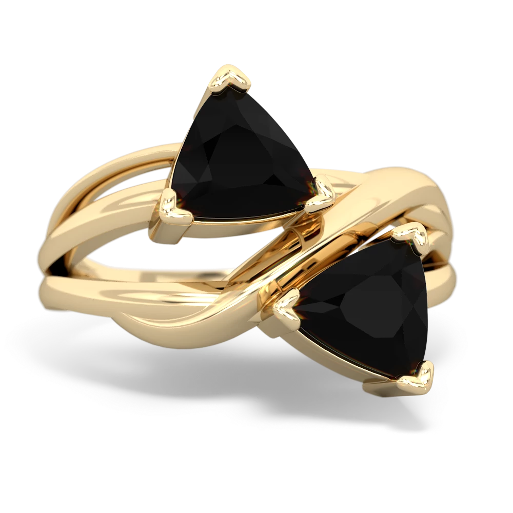 Onyx Split Band Swirl 14K Yellow Gold ring R2341