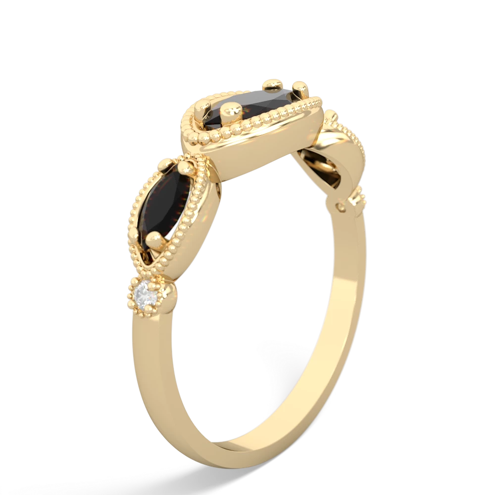 Onyx Milgrain Marquise 14K Yellow Gold ring R5700