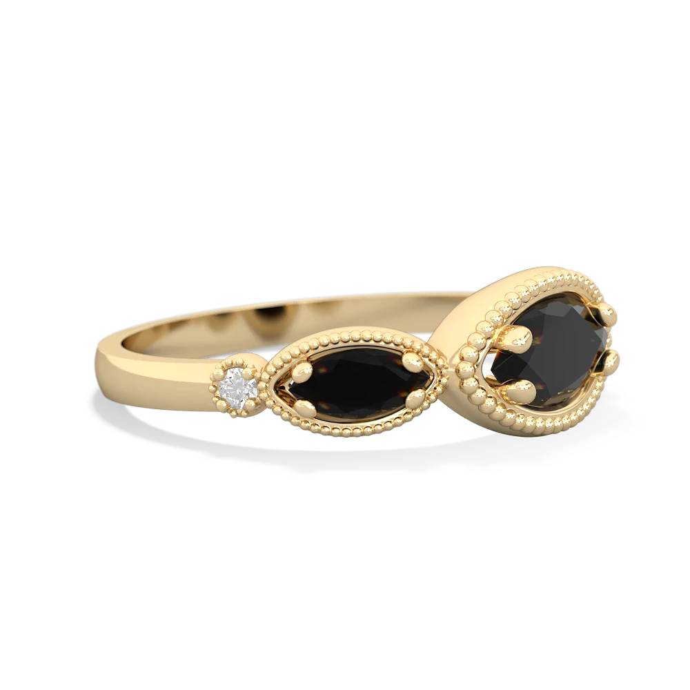 Onyx Milgrain Marquise 14K Yellow Gold ring R5700