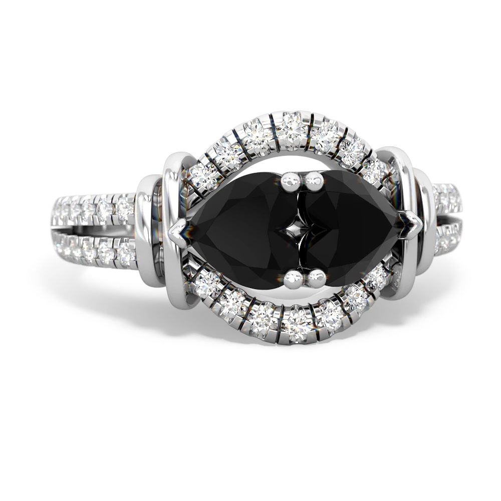 Onyx Art-Deco Keepsake 14K White Gold ring R5630