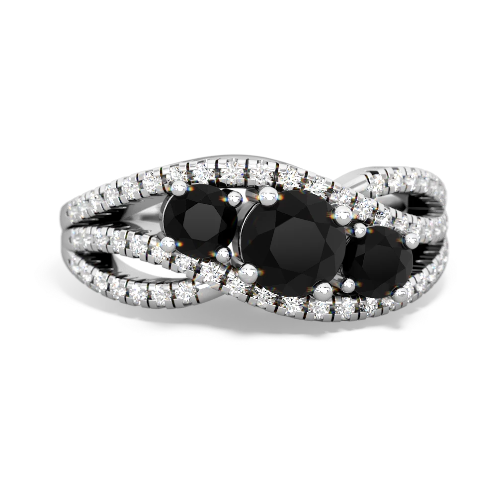 Onyx Three Stone Aurora 14K White Gold ring R3080