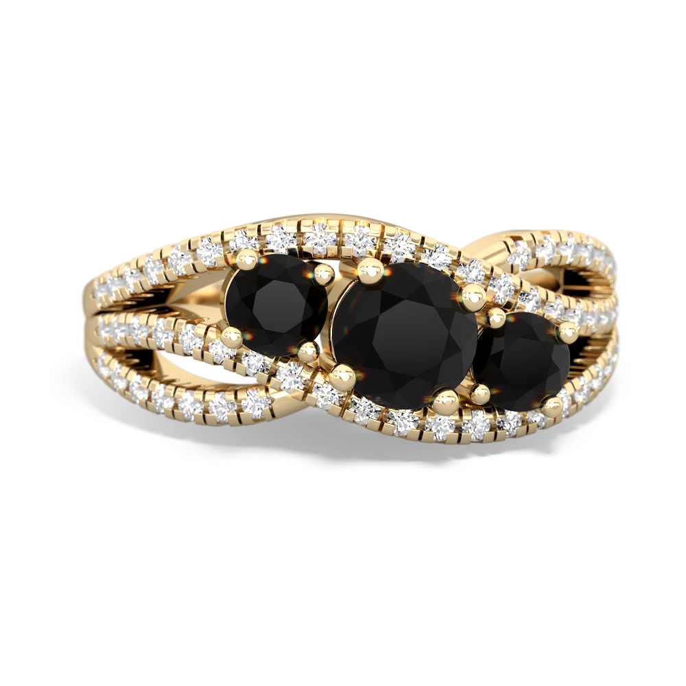 Onyx Three Stone Aurora 14K Yellow Gold ring R3080