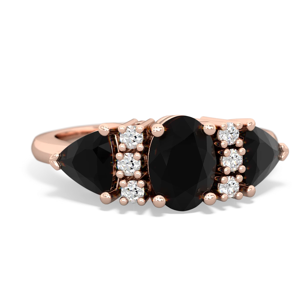 Smoky Quartz Antique Style Three Stone 14K Rose Gold ring R2186