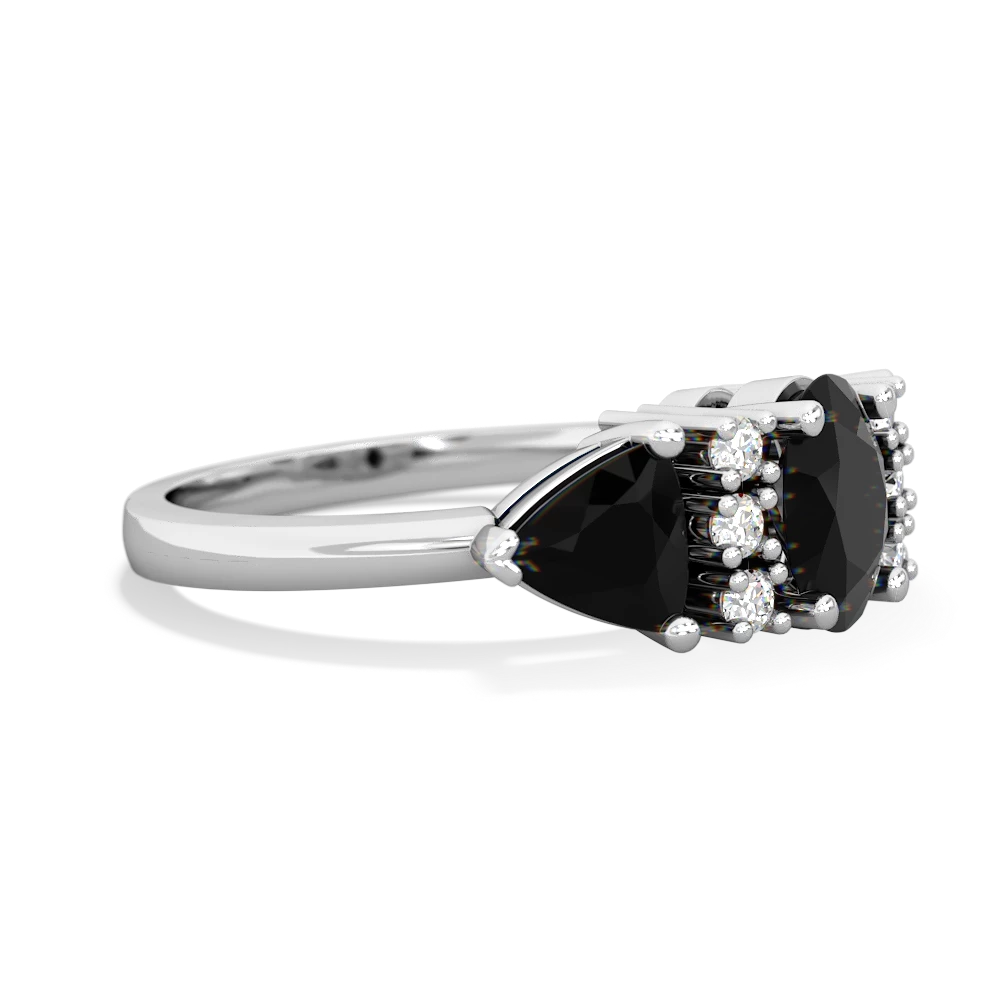 Onyx Antique Style Three Stone 14K White Gold ring R2186