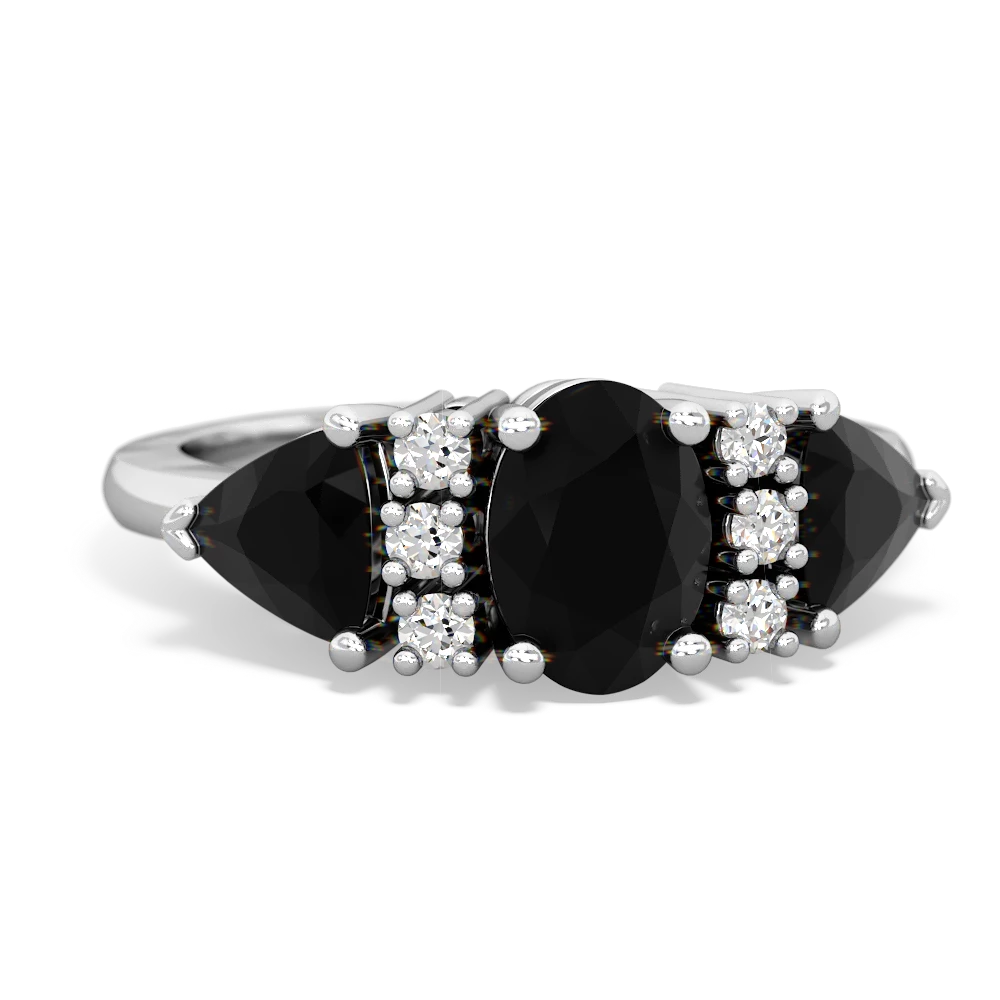 Lab Ruby Antique Style Three Stone 14K White Gold ring R2186