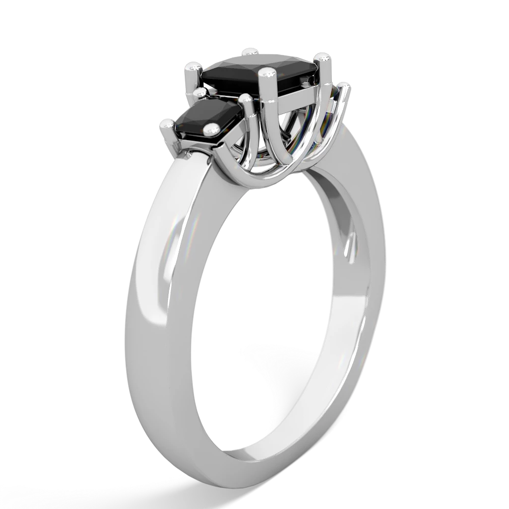 Onyx Three Stone Trellis 14K White Gold ring R4015