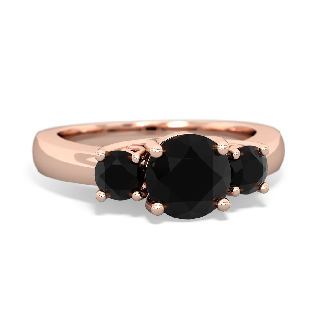 Pink Tourmaline Three Stone Round Trellis 14K Rose Gold ring R4018