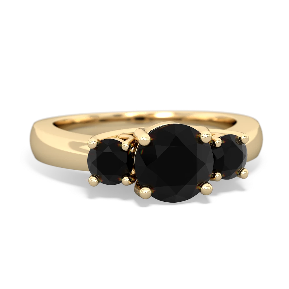 Garnet Three Stone Round Trellis 14K Yellow Gold ring R4018