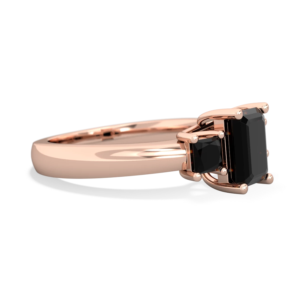 Garnet Three Stone Emerald-Cut Trellis 14K Rose Gold ring R4021