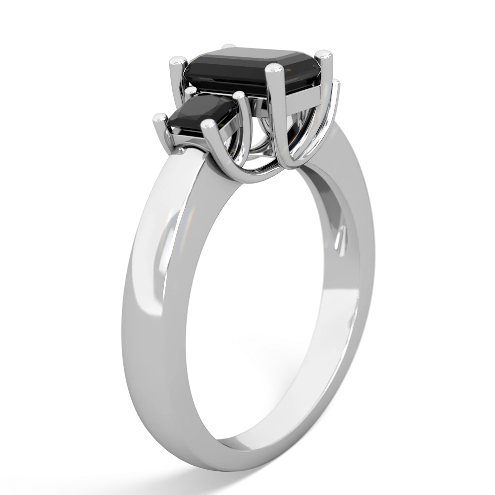 Peridot Three Stone Emerald-Cut Trellis 14K White Gold ring R4021