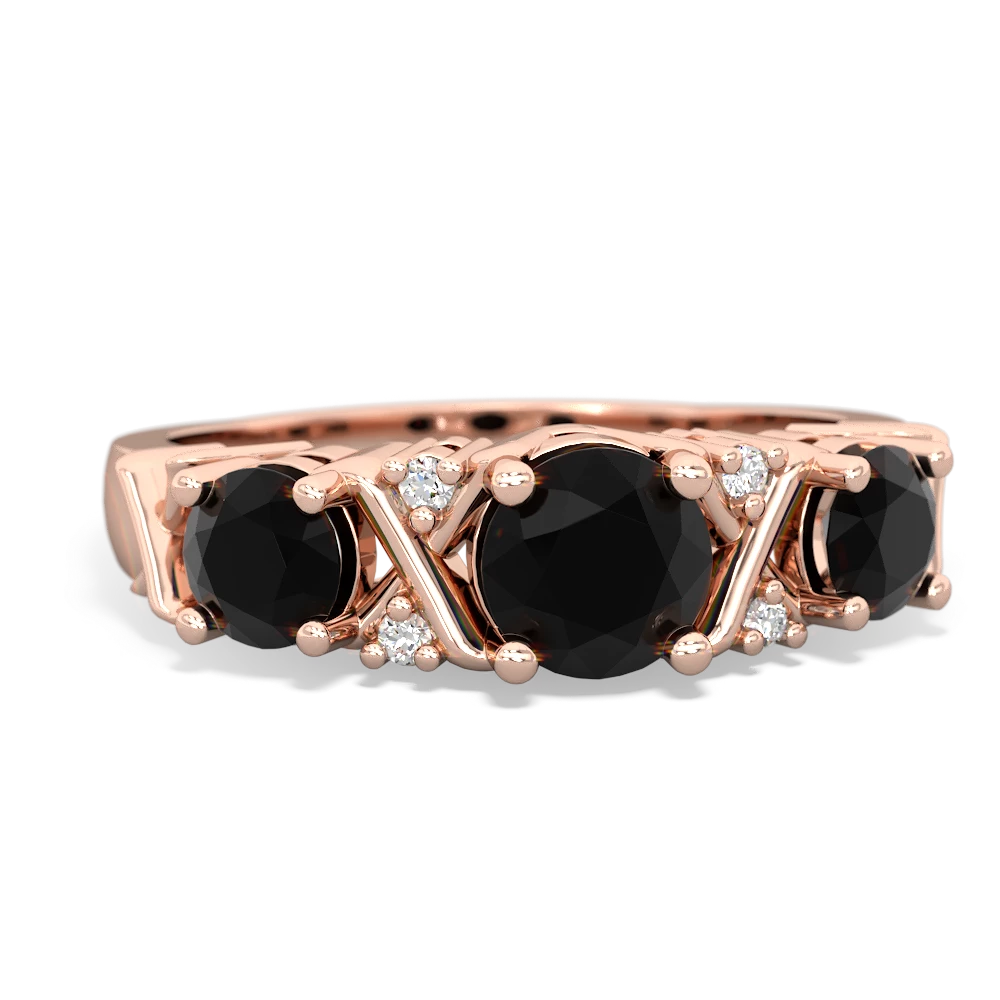 Lab Sapphire Hugs And Kisses 14K Rose Gold ring R5016