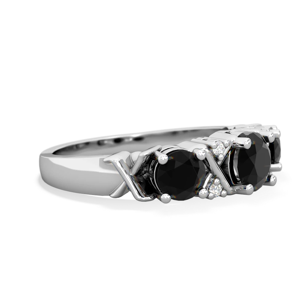 Lab Sapphire Hugs And Kisses 14K White Gold ring R5016