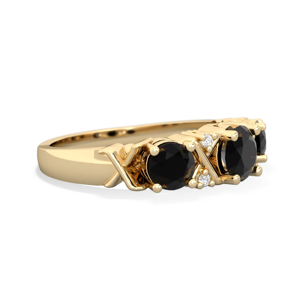 Lab Sapphire Hugs And Kisses 14K Yellow Gold ring R5016