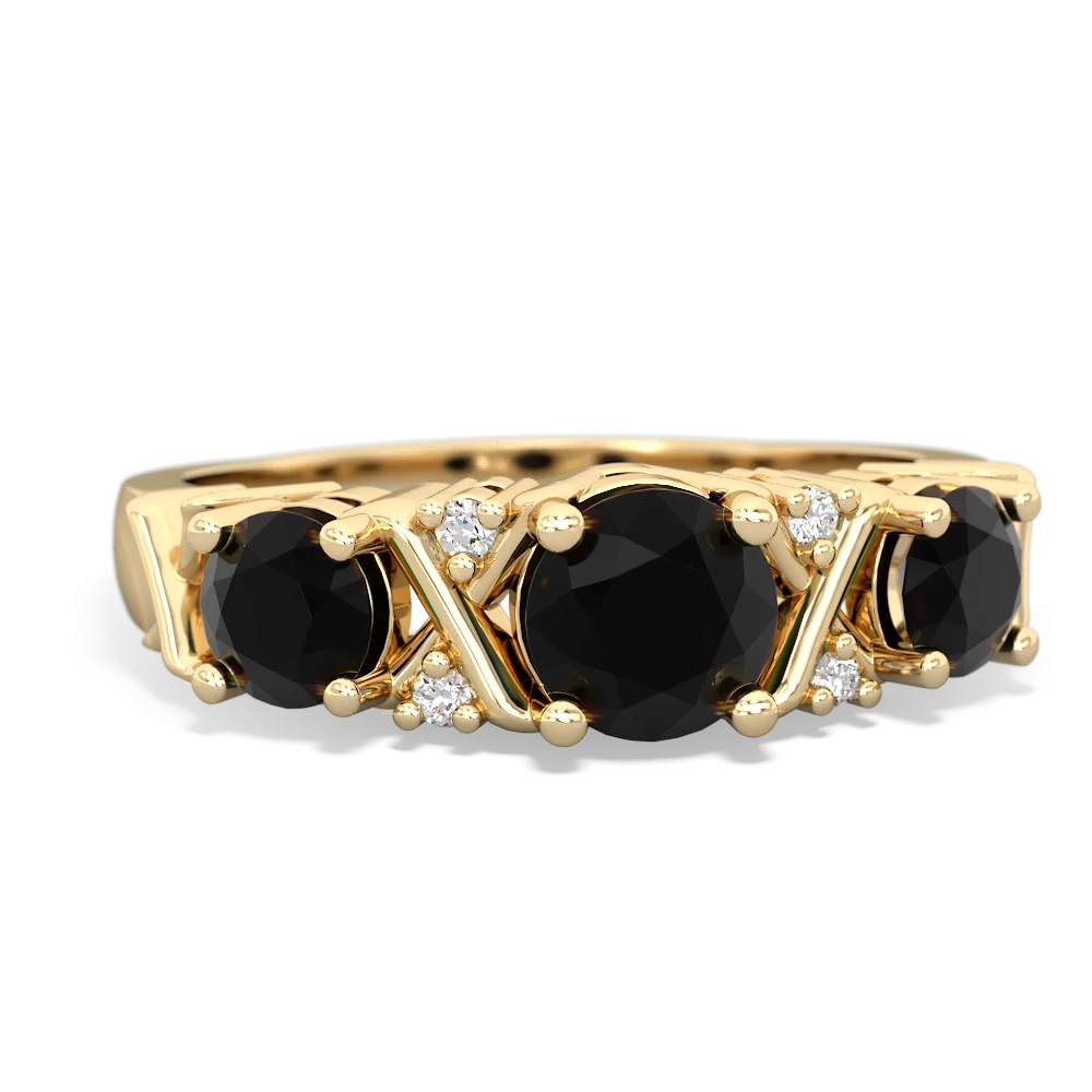 Onyx Hugs And Kisses 14K Yellow Gold ring R5016