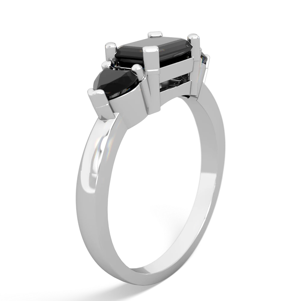 Garnet Three Stone 14K White Gold ring R5235
