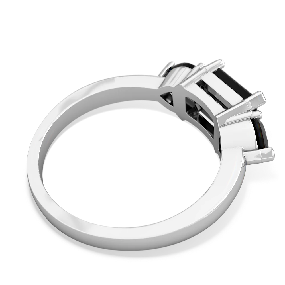 Garnet Three Stone 14K White Gold ring R5235