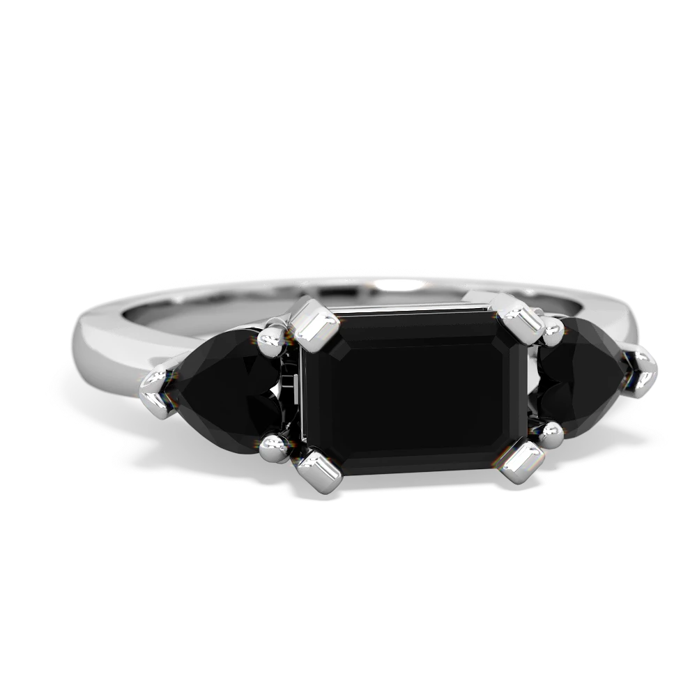 Lab Sapphire Three Stone 14K White Gold ring R5235