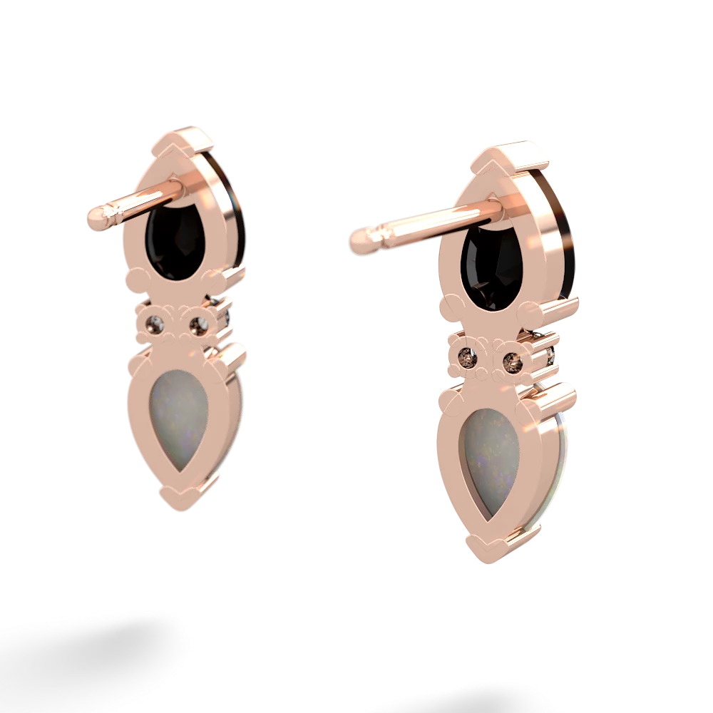Onyx Bowtie Drop 14K Rose Gold earrings E0865