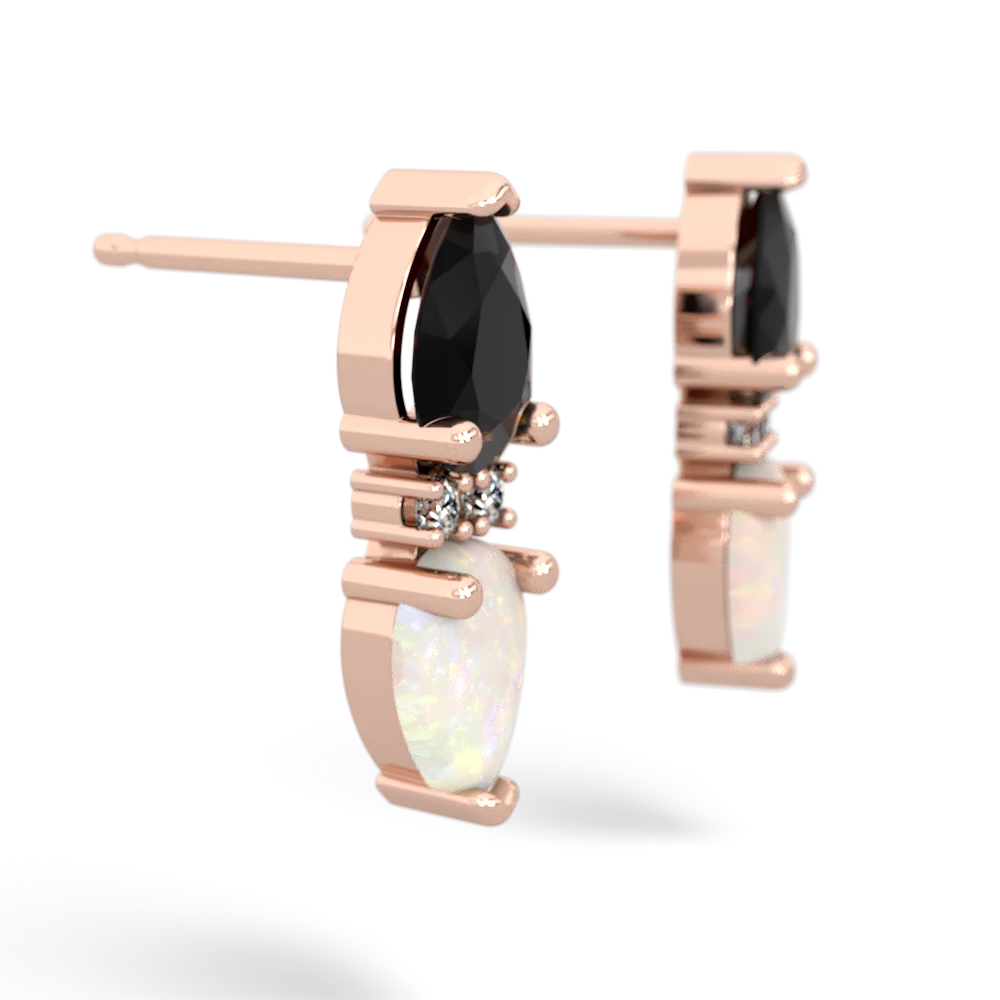 Onyx Bowtie Drop 14K Rose Gold earrings E0865