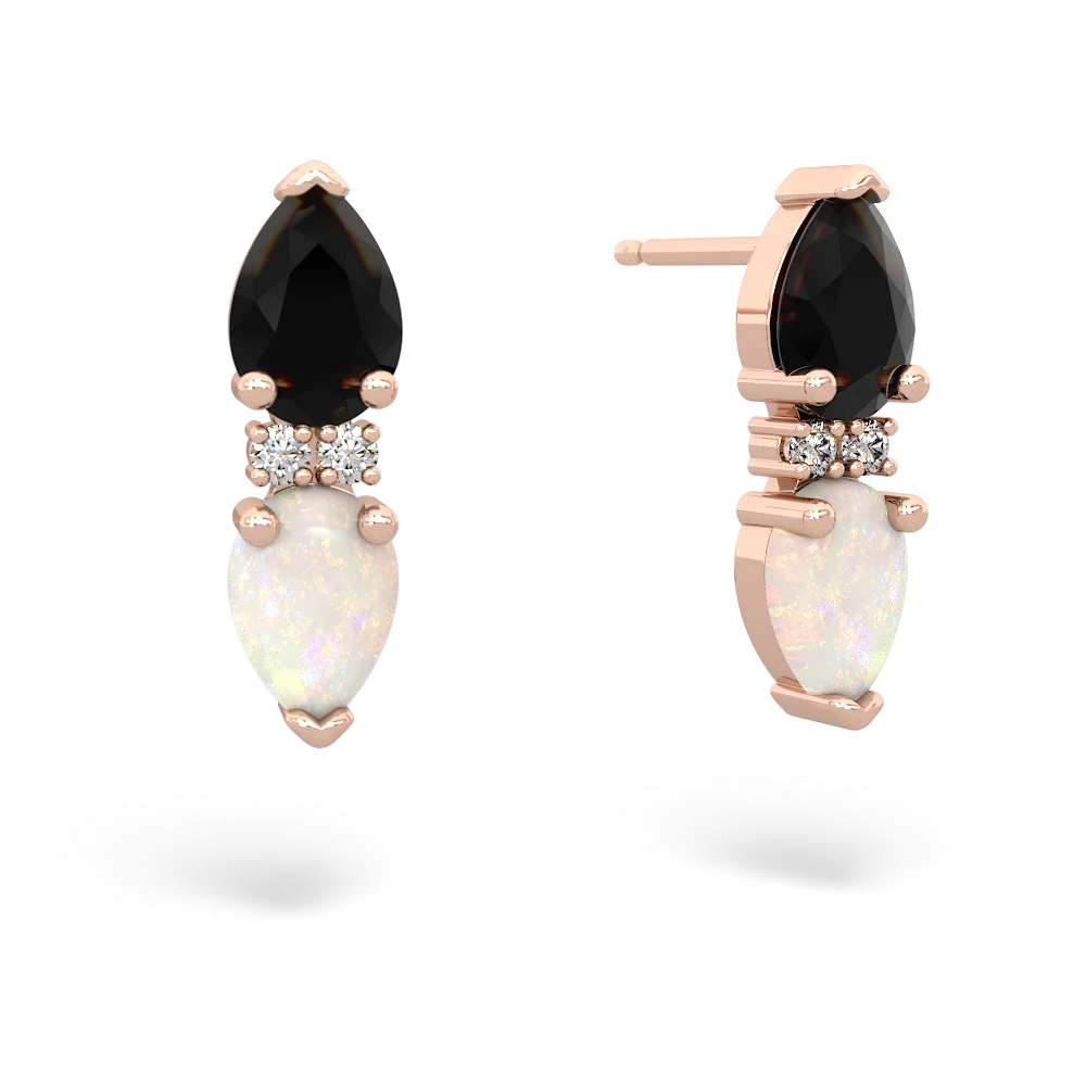 Onyx Bowtie Drop 14K Rose Gold earrings E0865