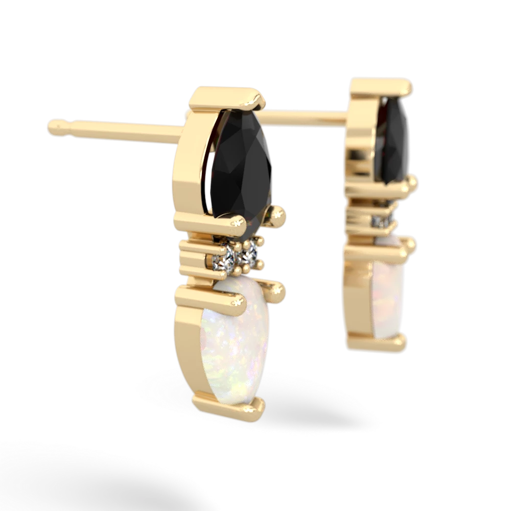 Onyx Bowtie Drop 14K Yellow Gold earrings E0865