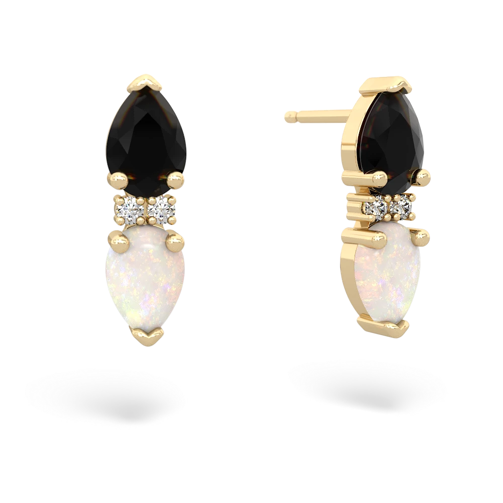 Onyx Bowtie Drop 14K Yellow Gold earrings E0865