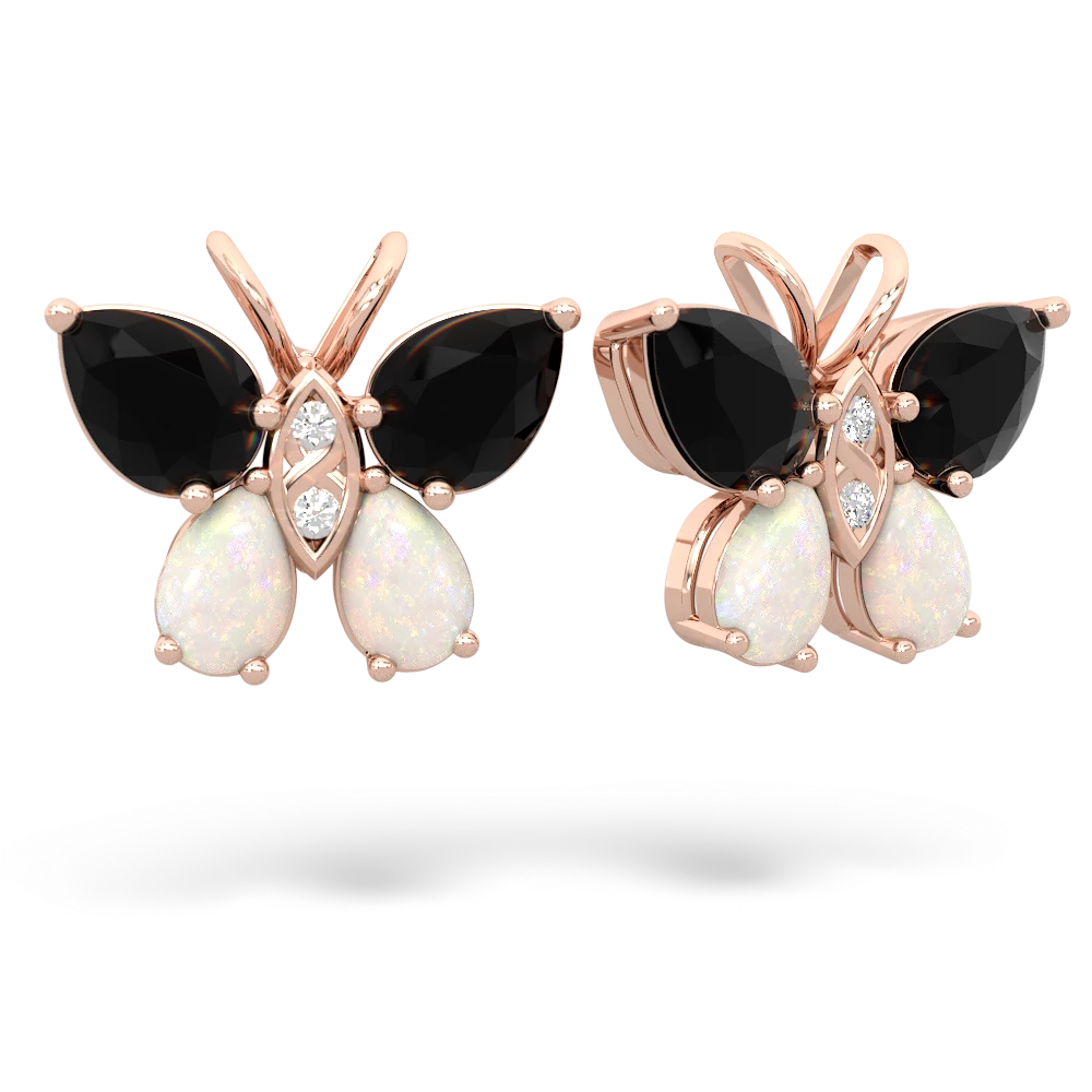 Onyx Butterfly 14K Rose Gold earrings E2215